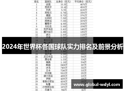 2024年世界杯各国球队实力排名及前景分析