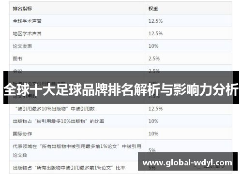 全球十大足球品牌排名解析与影响力分析